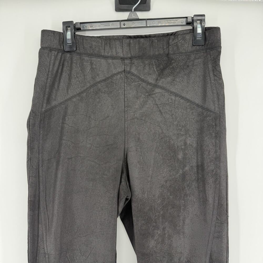 Free People Leggings Womens Large Black Faux Suede Stretch Pants High Rise Soft - Picture 2 of 8